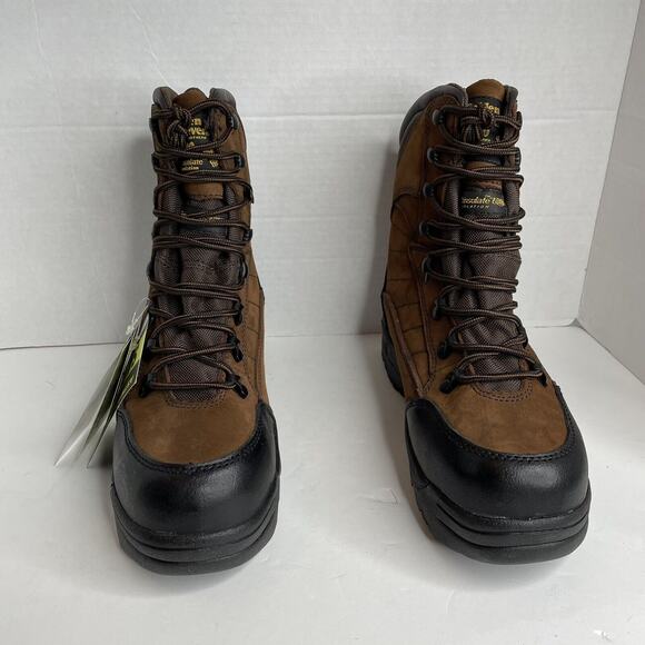 Golden Retriever Brown Women’s Nubuck Leather Comp Toe Boots NIB Size 9 1/2 - Picture 3 of 11